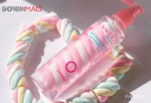 بطری لوسیون بدن مارشمالو با برچسب طبیعی