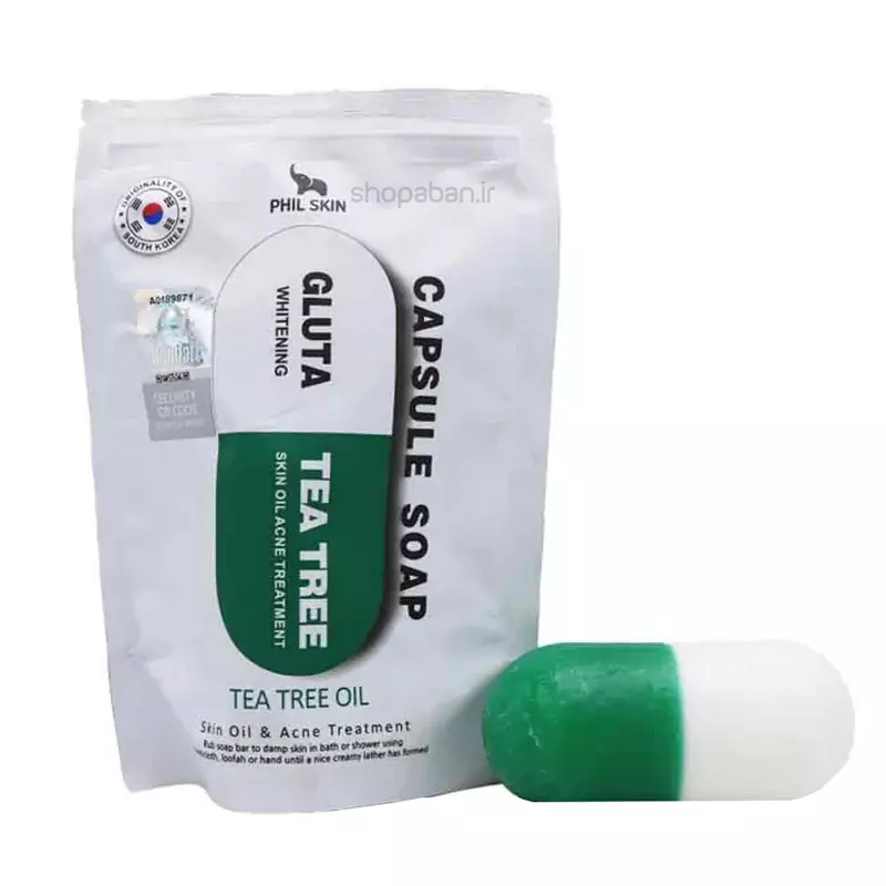 Phil Skin Tea Tree Soap مشخصات صابون کپسولی چای سبز فیل اسکین