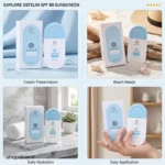 ظاهر کرم ضد آفتاب استلین آبی SPF80 بی رنگ